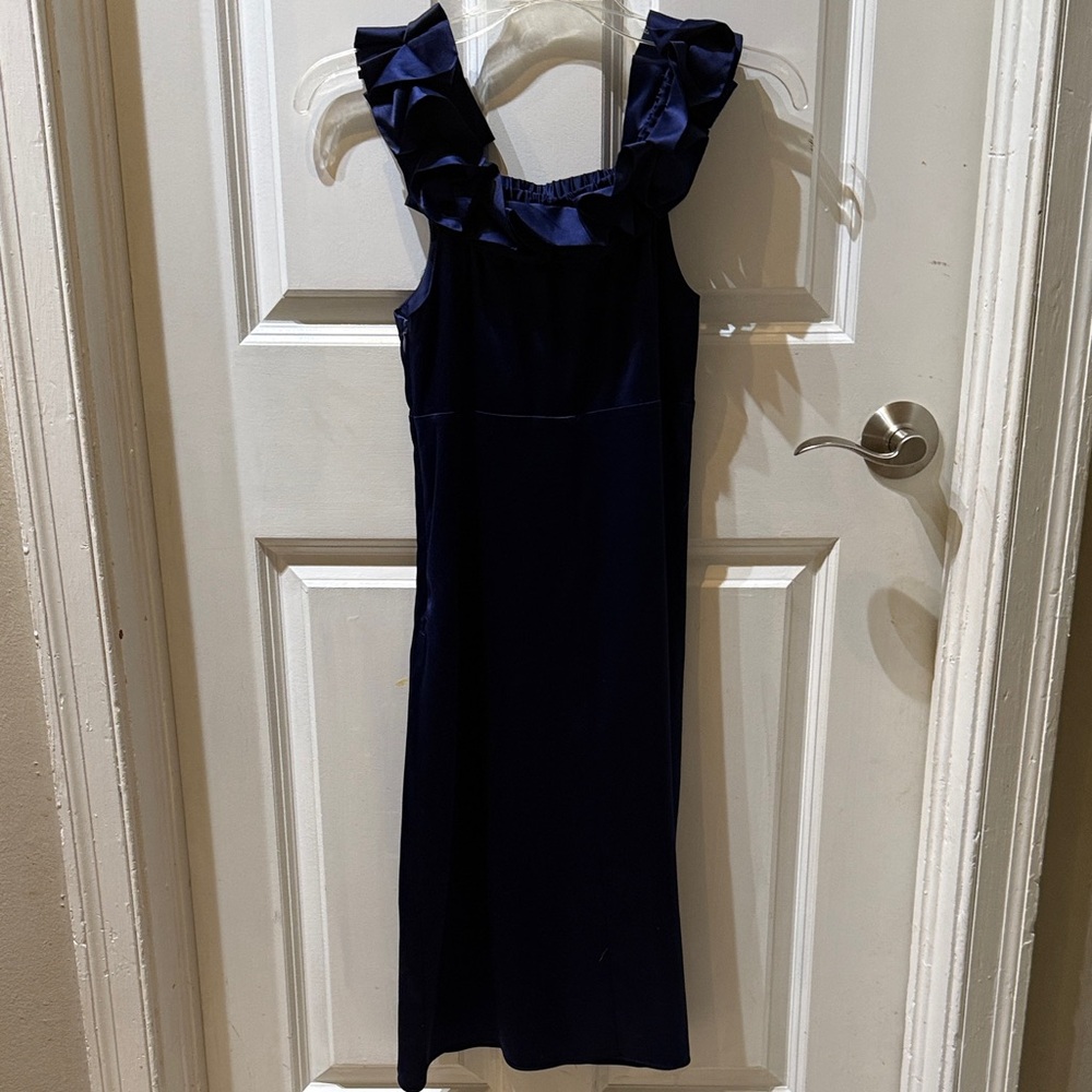 The Limited Navy Silk Ruffle Dress - NWOT